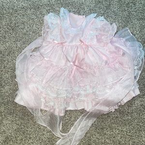Vintage newborn pink ruffle dress
